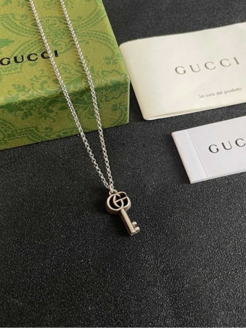 Gucci Ornate Silver Key Necklace